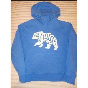 The North Face Polar Bear Hoodie Sweater Boys Size 10 Blue White Long Sleeves